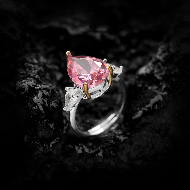 Adjustable Pink Diamond Sterling Silver Ring