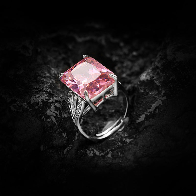 Adjustable Pink Diamond Sterling Silver Ring