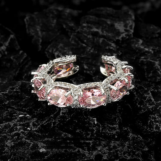 Adjustable Pink Diamond Sterling Silver Ring