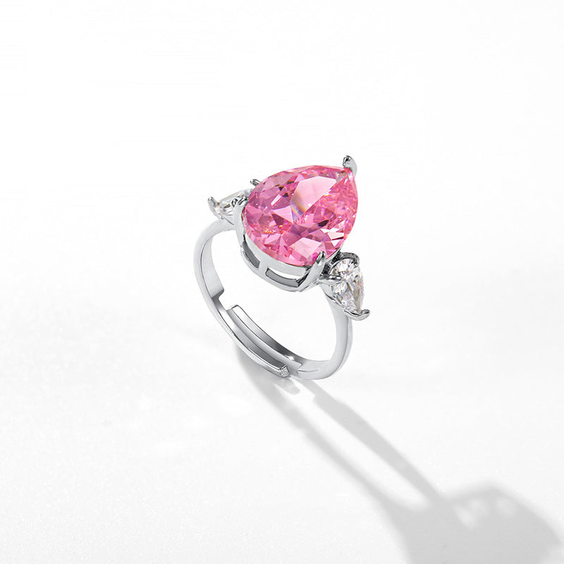 Adjustable Pink Diamond Sterling Silver Ring