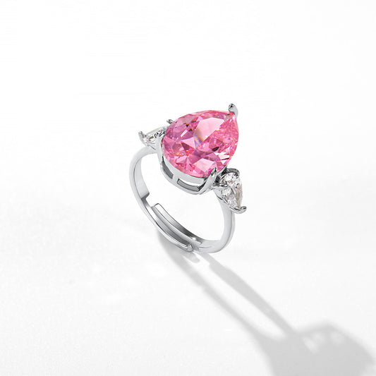 Adjustable Pink Diamond Sterling Silver Ring