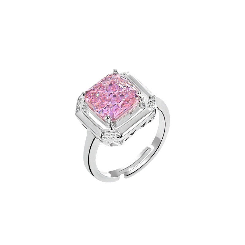 Adjustable Pink Diamond Sterling Silver Ring
