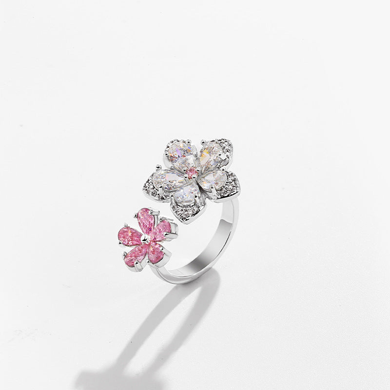 Adjustable Pink Diamond Sterling Silver Ring
