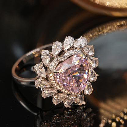 Adjustable Pink Diamond Sterling Silver Ring
