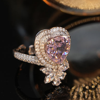Adjustable Pink Diamond Sterling Silver Ring
