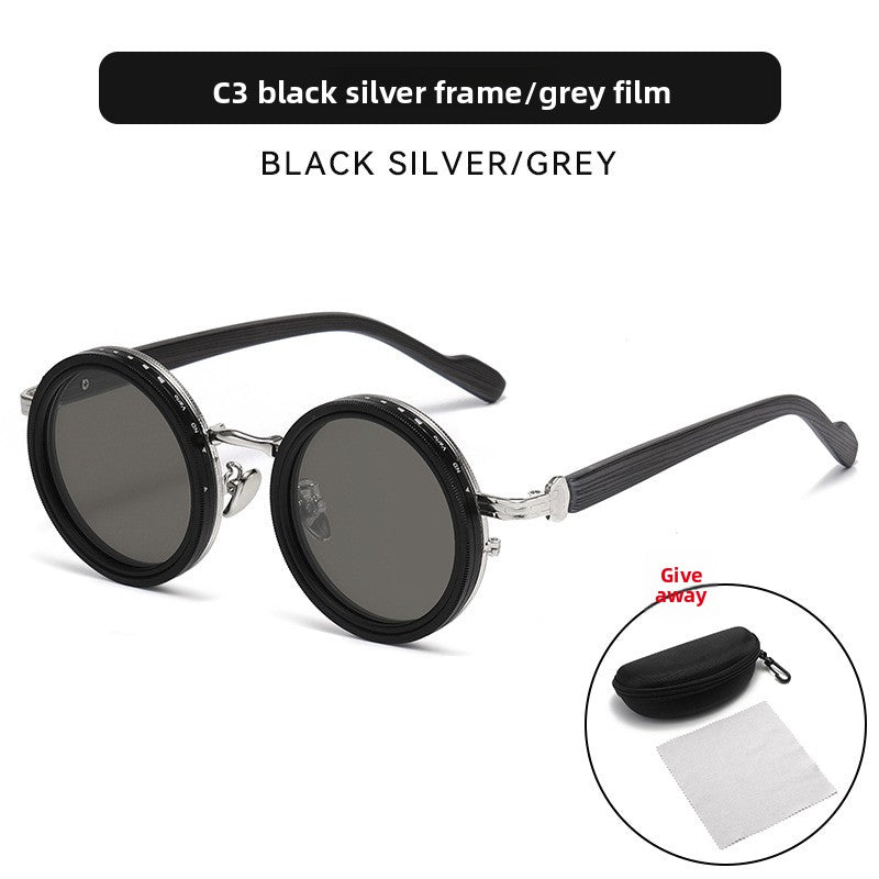 Adjustable Polarized Sunglasses with Wood Grain Temples