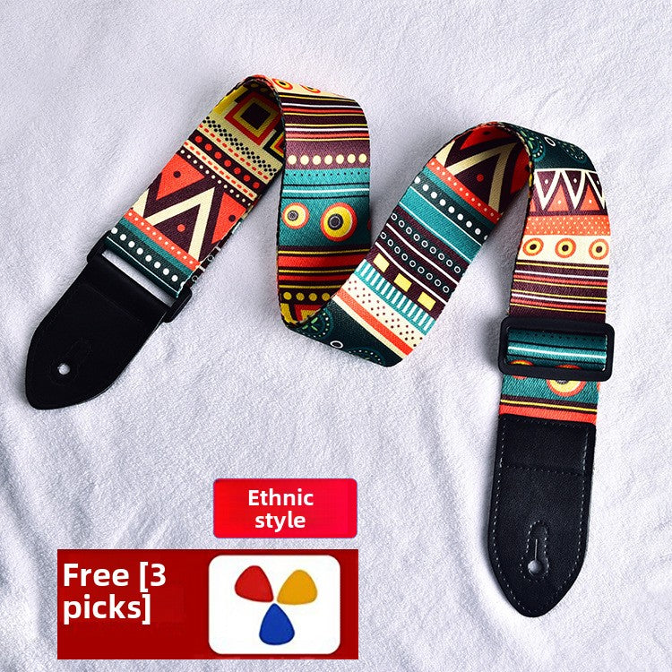 Adjustable Polyester Guitar Strap with Free Picks