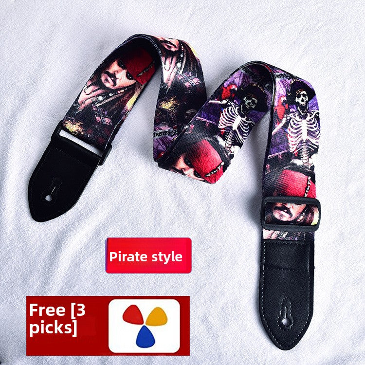 Adjustable Polyester Guitar Strap with Free Picks