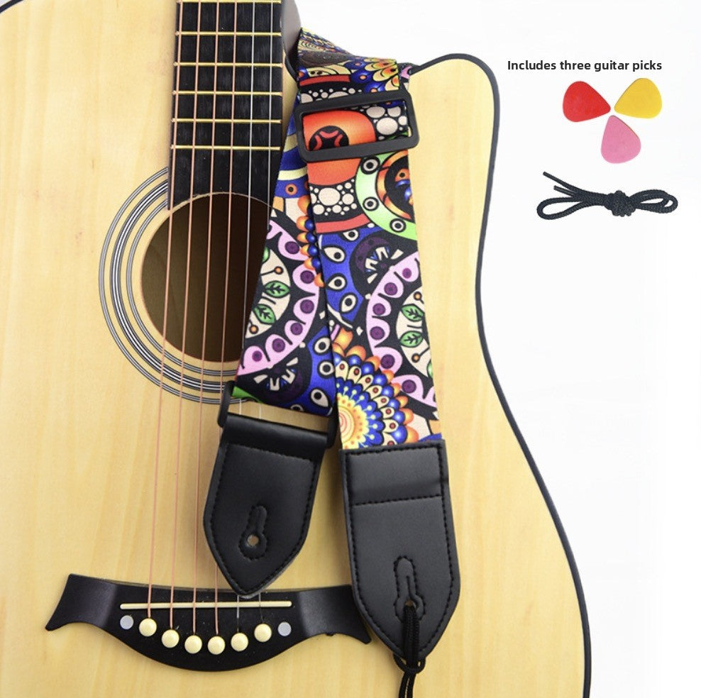 Adjustable Polyester Guitar Strap with Free Picks