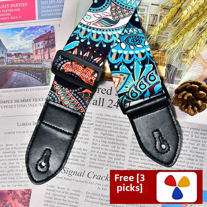 Adjustable Polyester Guitar Strap with Free Picks