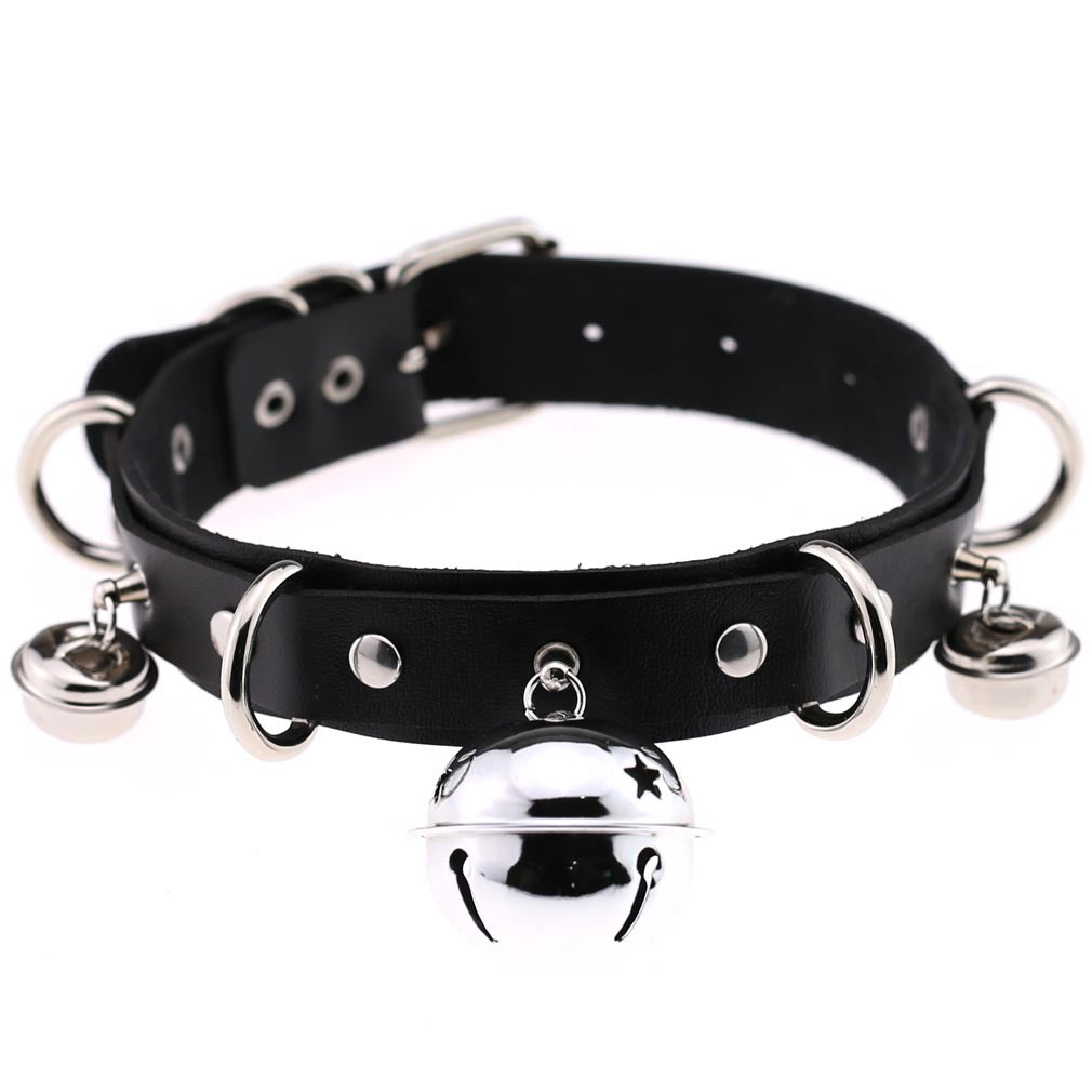 Adjustable PU Leather Bell Collar Necklace