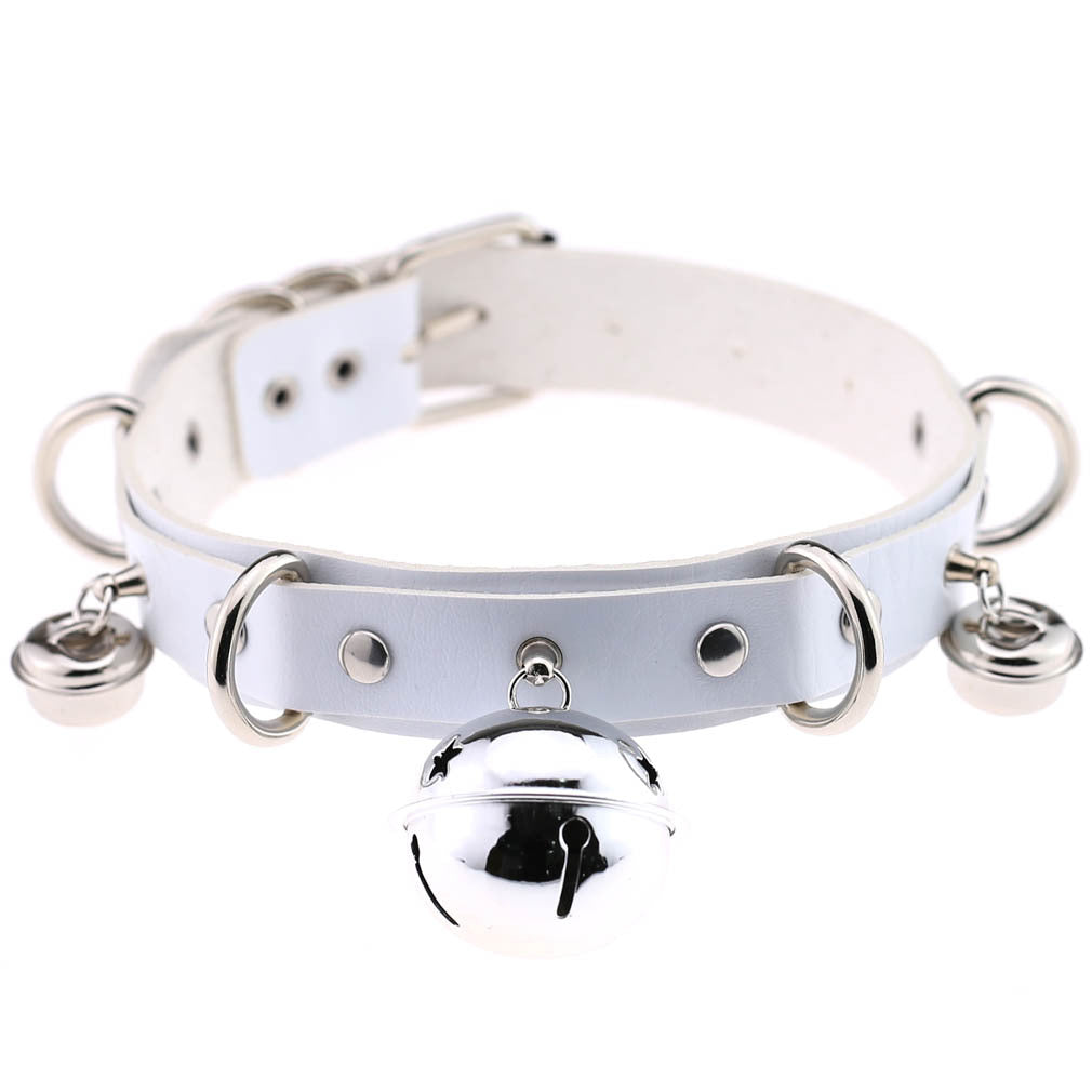 Adjustable PU Leather Bell Collar Necklace
