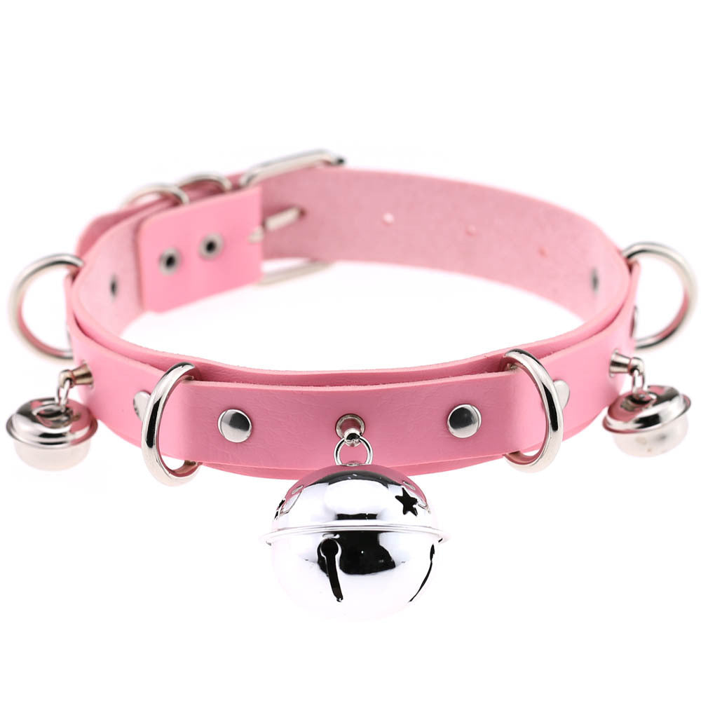 Adjustable PU Leather Bell Collar Necklace