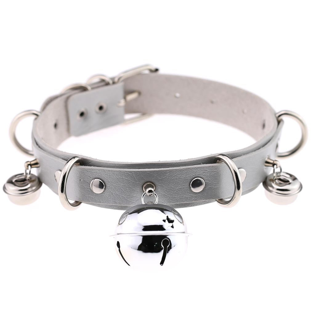 Adjustable PU Leather Bell Collar Necklace