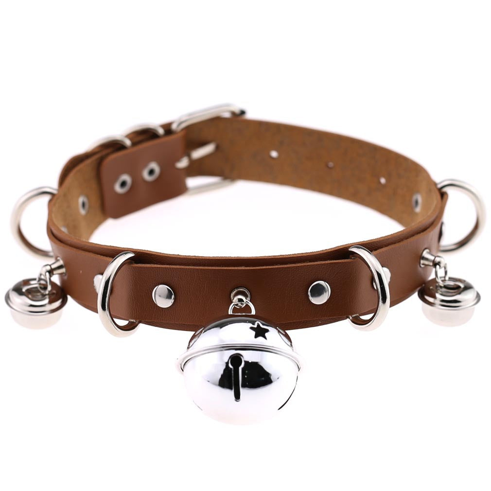 Adjustable PU Leather Bell Collar Necklace