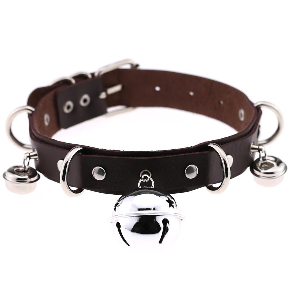 Adjustable PU Leather Bell Collar Necklace
