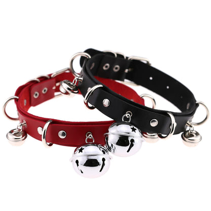Adjustable PU Leather Bell Collar Necklace
