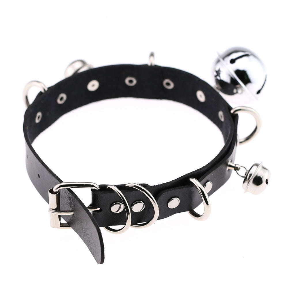 Adjustable PU Leather Bell Collar Necklace