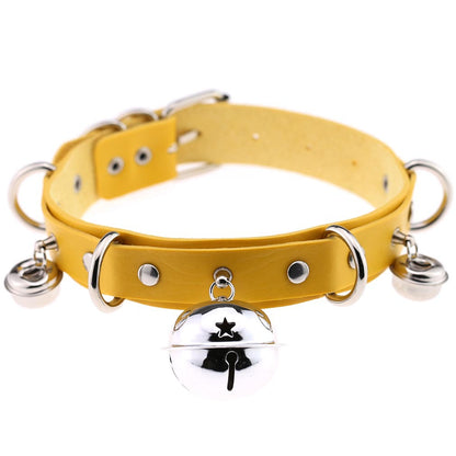 Adjustable PU Leather Bell Collar Necklace