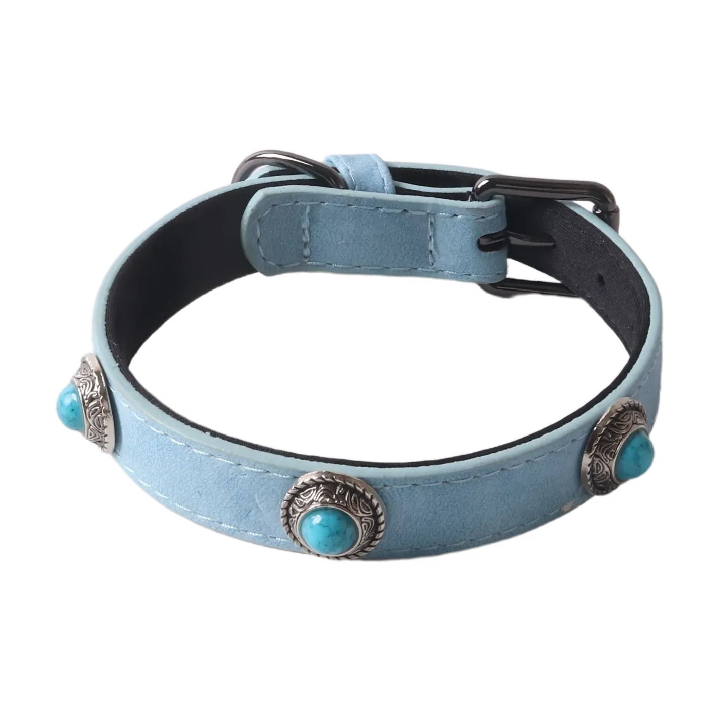 Adjustable PU Pet Collar with Cat Eye Stone