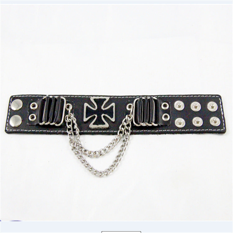 Adjustable Punk Genuine Leather Wrist Strap