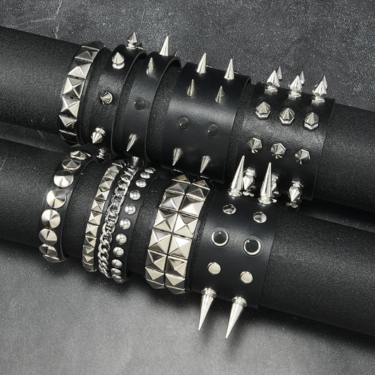 Adjustable Punk Rivet Bracelet