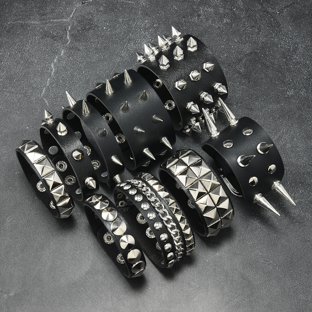 Adjustable Punk Rivet Bracelet