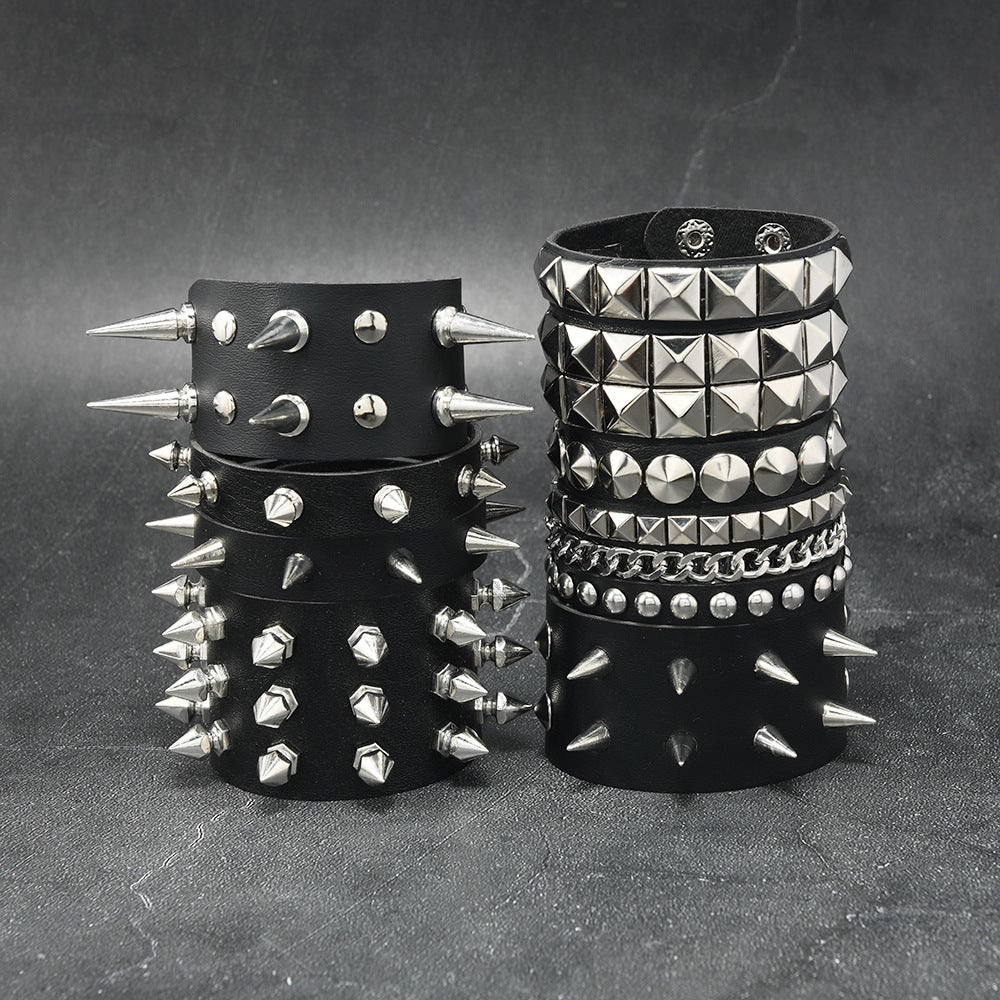 Adjustable Punk Rivet Bracelet