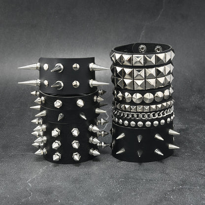 Adjustable Punk Rivet Bracelet