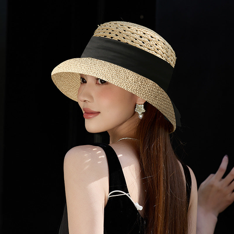 Adjustable Raffia Sun Hat with Wide Brim