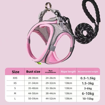 Adjustable Reflective Dog Harness Vest with Leash