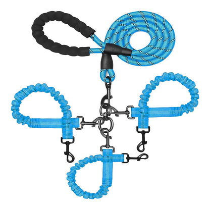 Adjustable Reflective Dog Leash with Triple Attachment Points