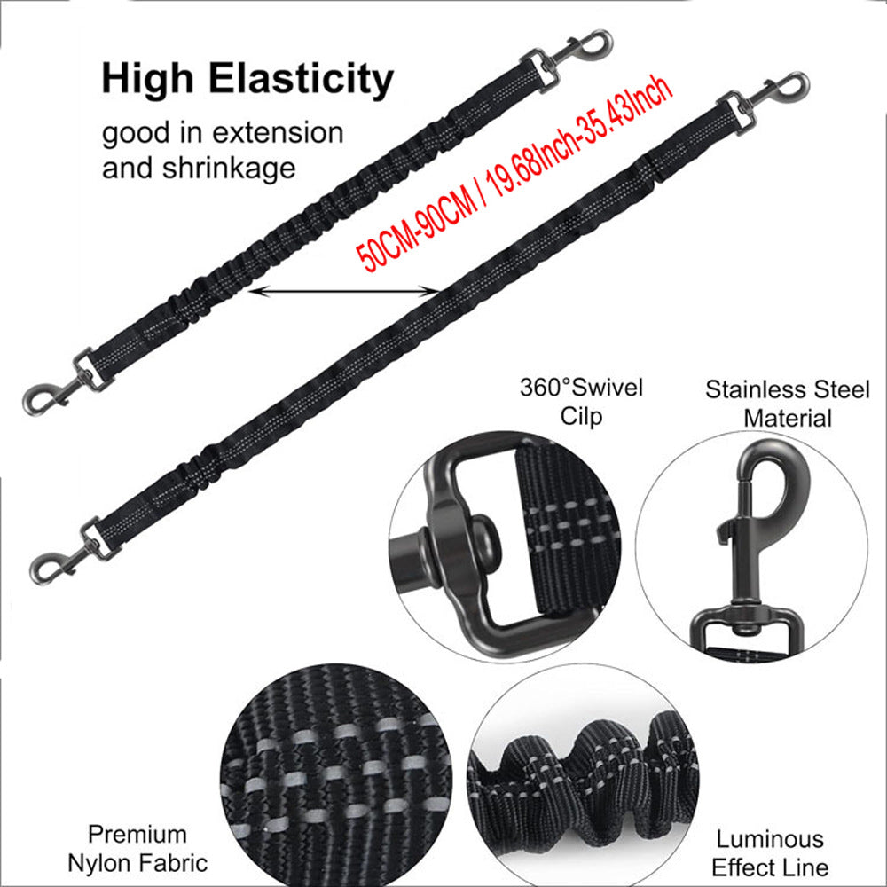 Adjustable Reflective Dog Leash with Triple Attachment Points