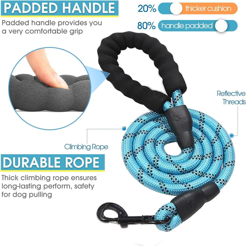 Adjustable Reflective Dog Leash with Triple Attachment Points