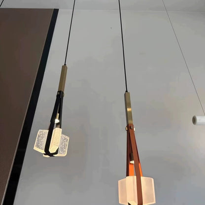Adjustable Retro Pendant Light with Leather Strap