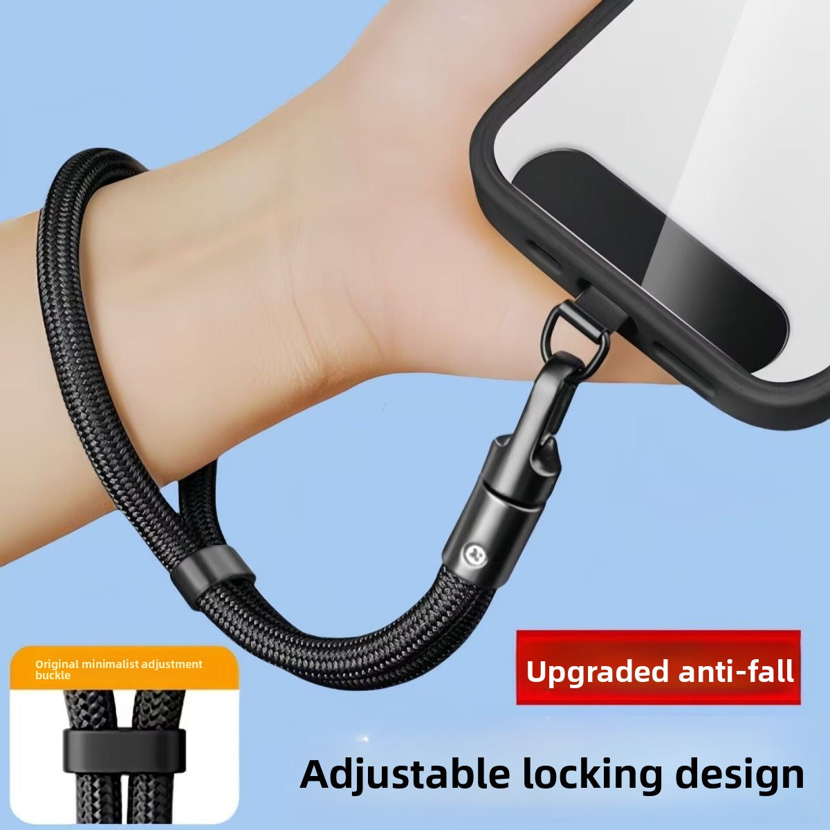 Adjustable Self-Locking Phone Lanyard with Metal Clip