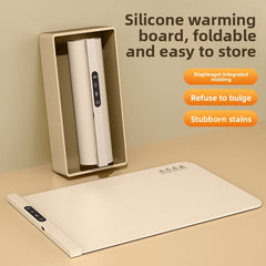 Off-white stowable warming cutting board