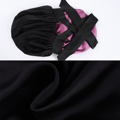 Adjustable Silk Satin Nightcap with Long Ribbon