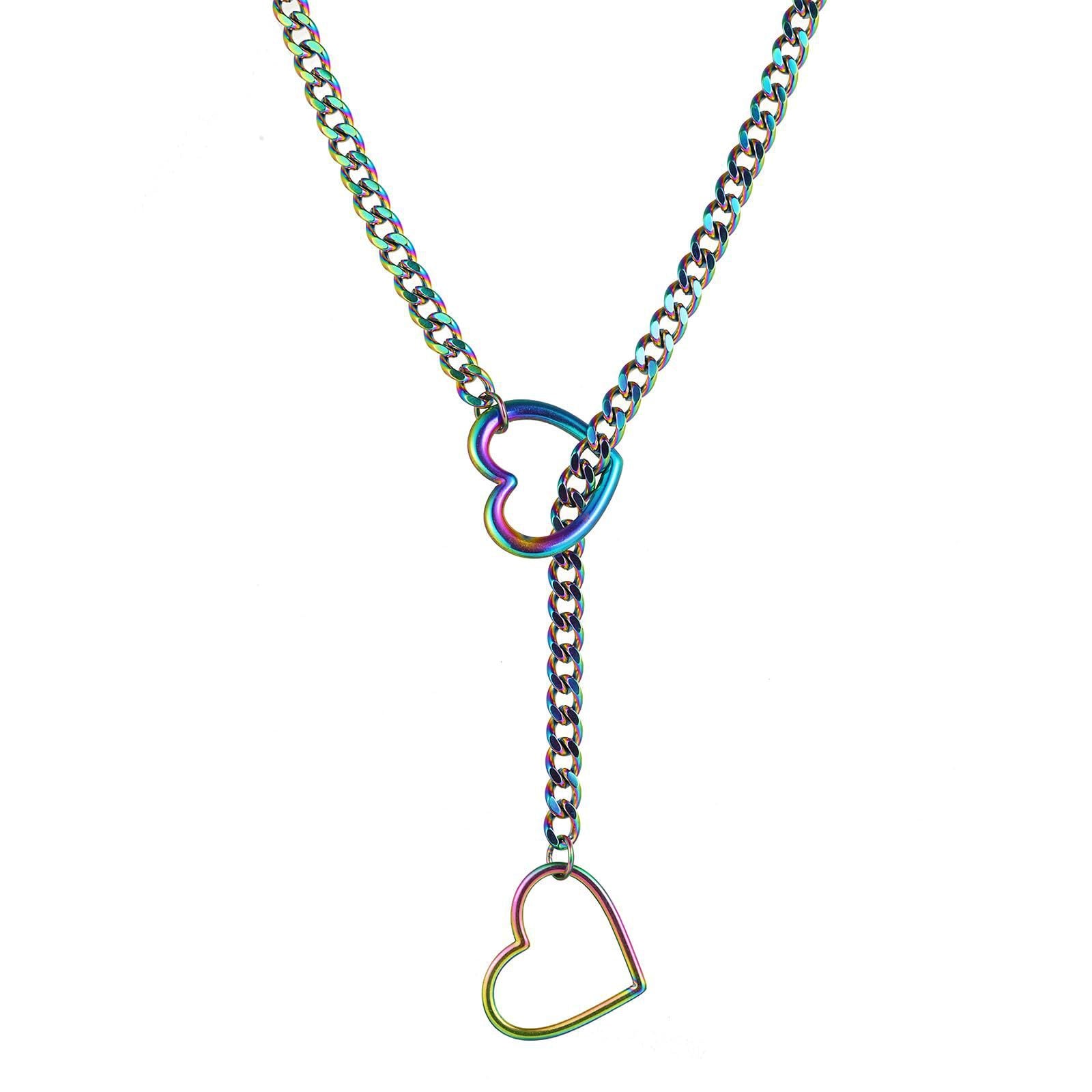 Adjustable Slide Chain Heart Necklace Jewelry