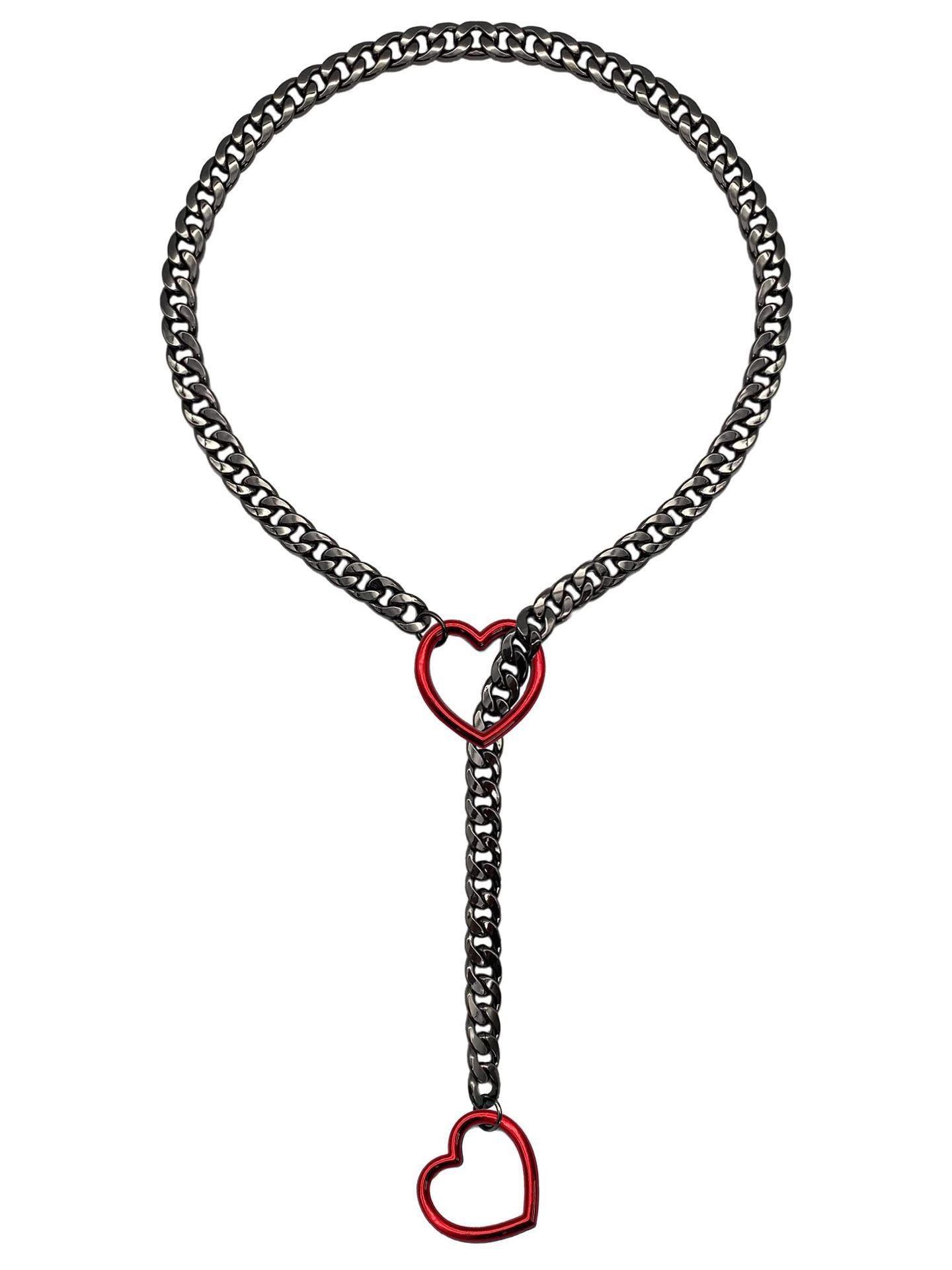 Adjustable Slide Chain Heart Necklace Jewelry