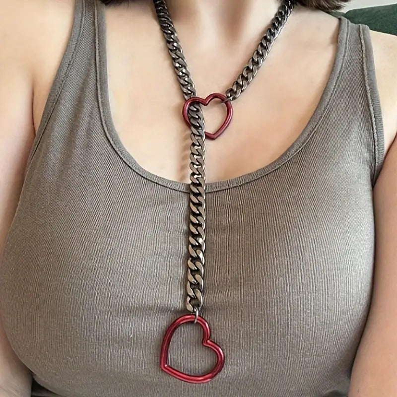 Adjustable Slide Chain Heart Necklace Jewelry