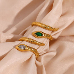 Irregular Surface Snake Ring White Eyes