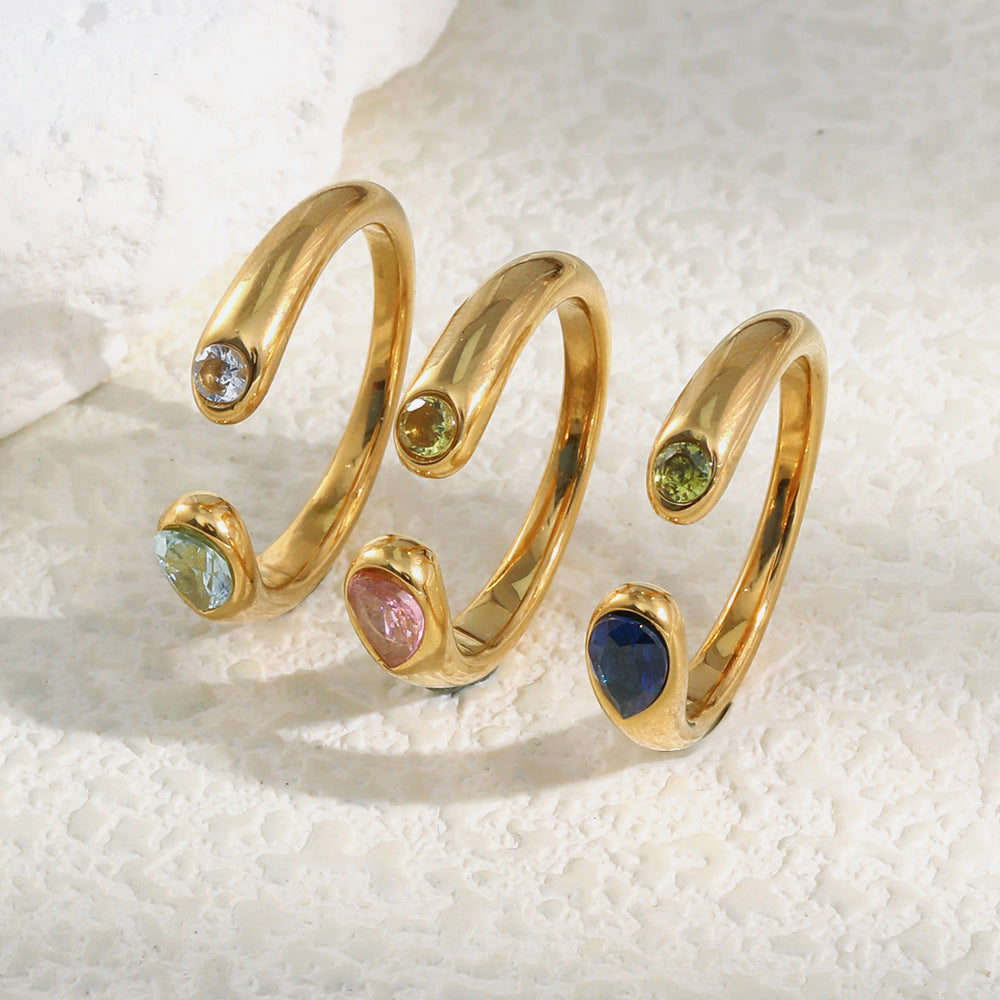 Adjustable Snake Head Zircon Ring