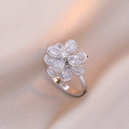 Adjustable Spinning Zircon Copper Ring