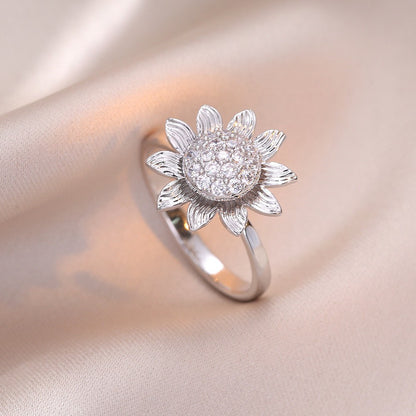 Adjustable Spinning Zircon Copper Ring