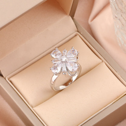 Adjustable Spinning Zircon Copper Ring