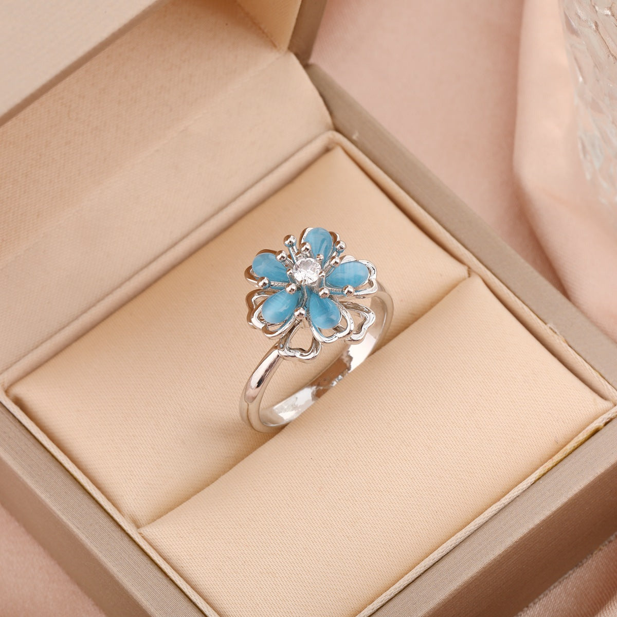 Adjustable Spinning Zircon Copper Ring