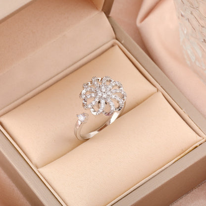 Adjustable Spinning Zircon Copper Ring