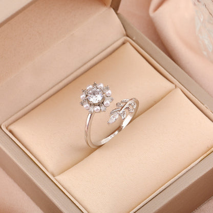 Adjustable Spinning Zircon Copper Ring