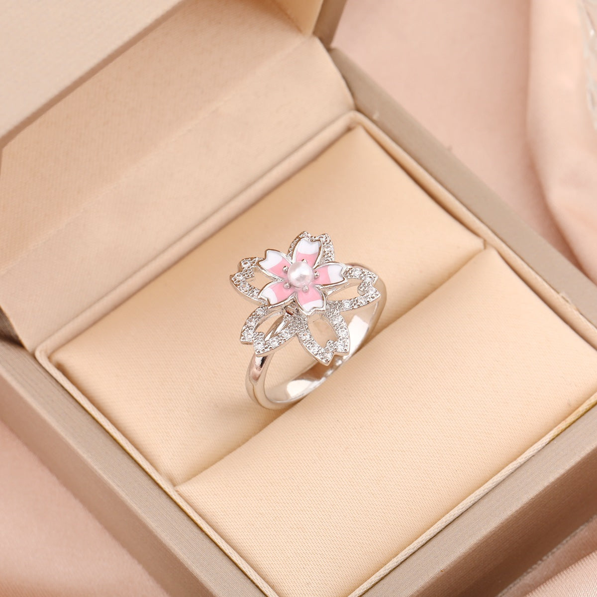 Adjustable Spinning Zircon Copper Ring